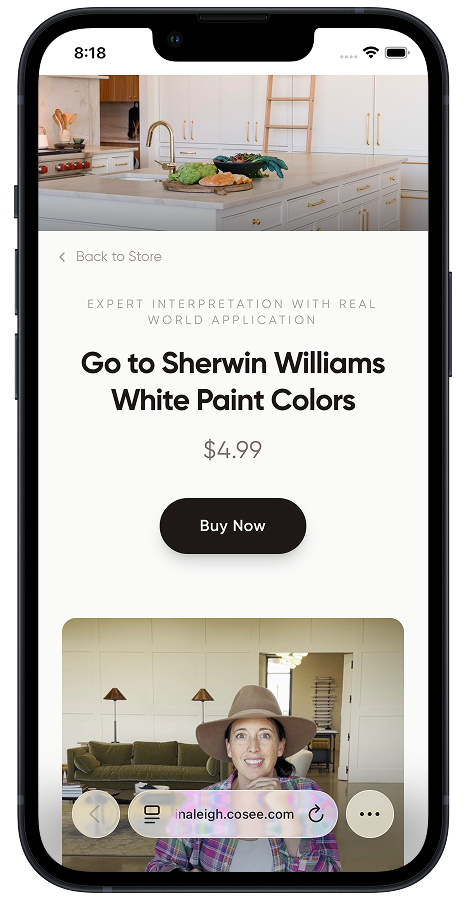 A curated kit page — products, photos, and the designer's reasoning, priced and ready to share.