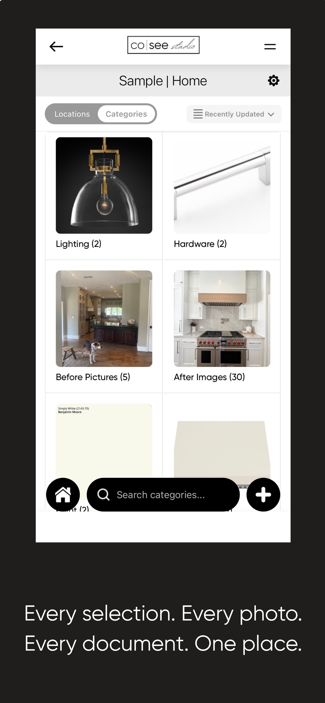 Selections organized by room and category with designer notes.